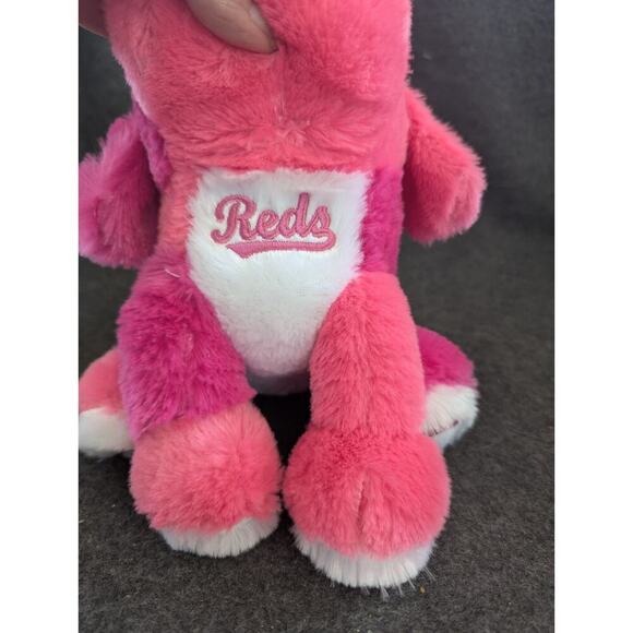 MLB Cincinnati Reds Embroidered 8" Pink Plush Puppy Dog Stuffed Toy - Picture 5 of 9